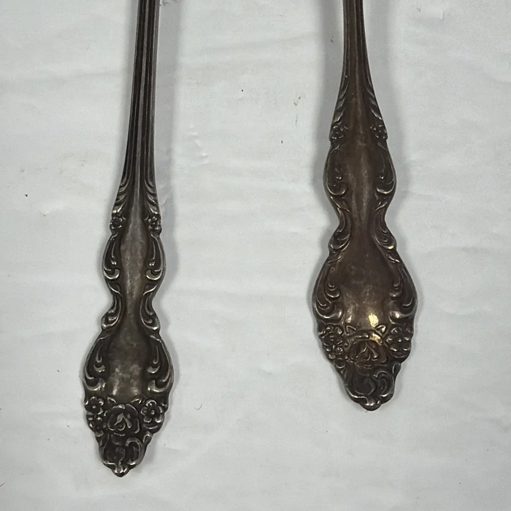 1881 Rogers‎ Silverplate Scalloped Sugar/Serving Spoon & Pickle Fork